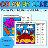Summer Math Color by Number - 2 Digit Addition and Subtraction