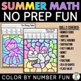 Summer Math Color by Number End of the Year Review Activit