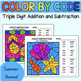 Summer Math Color by Code - 3 Digit Addition and Subtraction