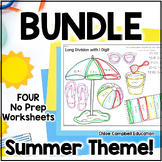 Summer Math Coloring & Color by Number Worksheets - March 