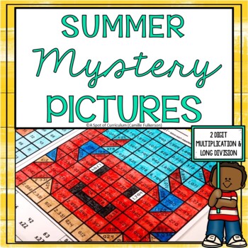 Preview of Summer Math Coloring Sheets | Multiplication and Long Division