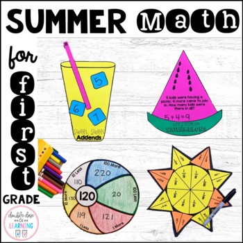 Preview of Summer Math Craftivities for First Grade {Equations, Fractions, Base Ten}