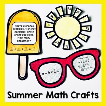 Preview of DOLLAR DEAL! First Grade Summer Math Crafts - Summer Math Craftivity