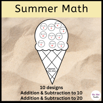 Preview of Summer Math Crafts - Addition and Subtraction to 10 and 20