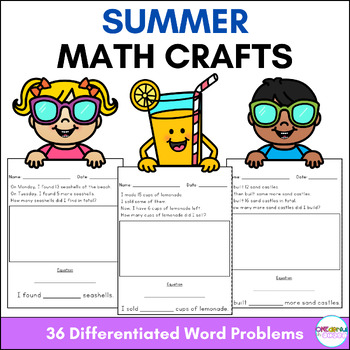 Preview of Summer Math Crafts - End of Year First Grade Word Problem Crafts