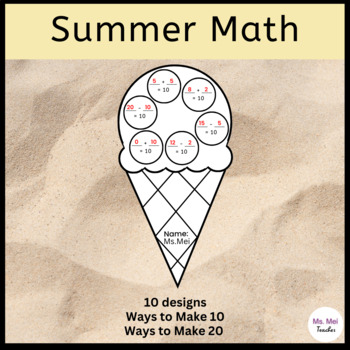 Preview of Summer Math Crafts - Ways to Make 10 and 20 - Number Sentences