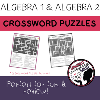 Preview of Algebra 1 and Algebra 2 Crossword Puzzles