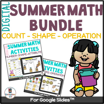 Preview of Summer Math Digital Activities Kindergarten First Grade Bundle