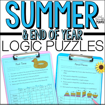 Preview of End of Year & Summer Math Logic Puzzles Worksheets - Enrichment Activities