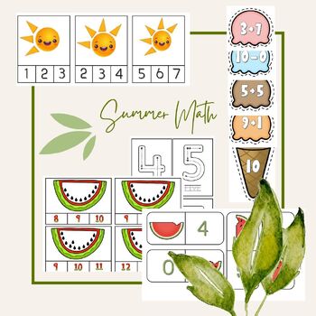 Preview of Summer Math Games, Task Cards, & Worksheets
