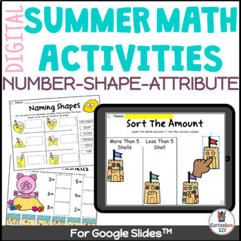 Preview of Summer Math Google Slides™ Numbers Attributes 