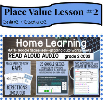 Preview of Summer Math Grade 2 Place Value with Three Digit Numbers for Google Apps