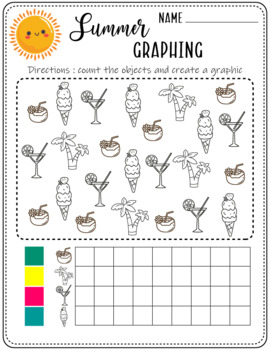 Preview of Summer Math Graphing worksheet - End Of The Year Activities