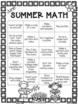 summer math pack for preschool pre k and kindergarten by pocket of