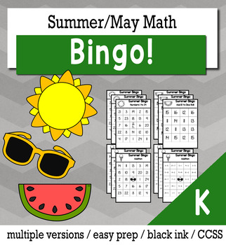 Preview of Summer Math Kindergarten BINGO Game Bundle