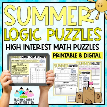Preview of Summer Math Logic Puzzles Activities for Critical Thinking | Enrichment