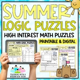 Summer Math Logic Puzzles Activities for Critical Thinking