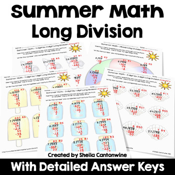 Preview of Summer Math Long Division Worksheets