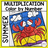 Summer Math Multiplication Coloring Sheets - Color by Number