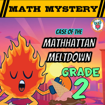 Preview of Summer Math Mystery Activity 2nd Grade - Spiral Math Review Game