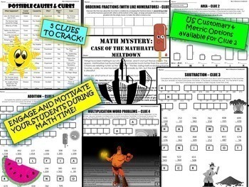 Summer Math Mystery Activity 3rd Grade Math Review - Distance Learning