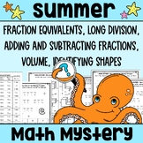 Summer Math Mystery | Fractions, Shapes, Division, Volume 