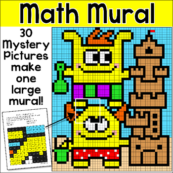 Preview of Summer Math Mystery Pictures Mural - Differentiated End of the Year Activity