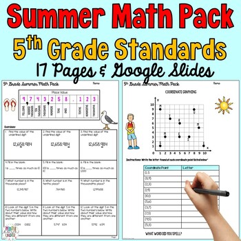 Preview of Summer Math Pack - 5th Grade Standards (Print & Digital)