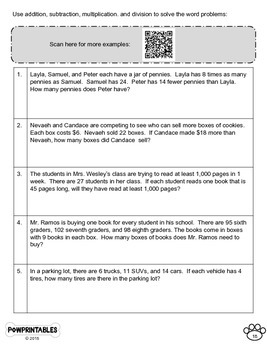 Math Review Packet - 4th Grade - with QR Codes! NO PREP! Common Core ...