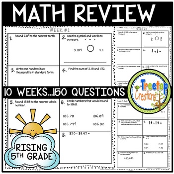 summer math review rising 5th grade by treetop creations