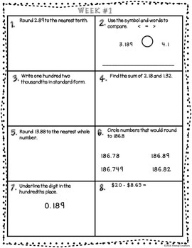 Summer Math Packet (rising 5th grade) by Treetop Creations | TpT