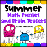 Summer Math Packet - Puzzle Worksheets, Brain Teasers - Su