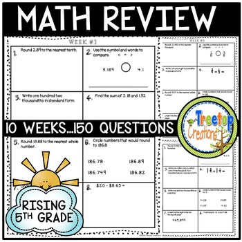 Preview of 4th Grade Summer Math Review Packet (rising 5th grade)