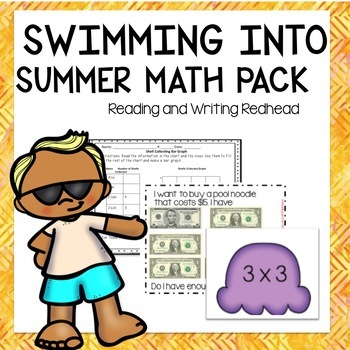 Preview of Summer Math Practice | End of the year Printables Task Cards Games and More