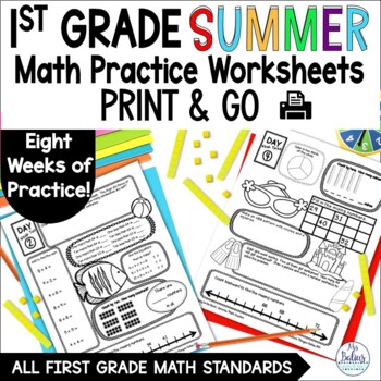 Preview of Summer Math Packet Review Printables First Grade