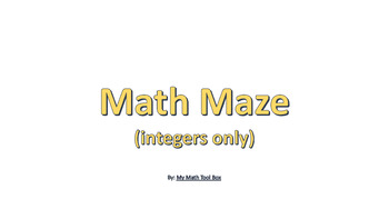 Preview of Summer Math Practice:  Math Maze (Adding Integers)