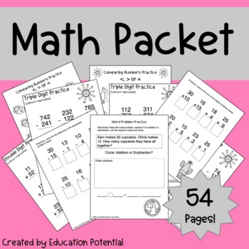 Preview of Digital Resource Summer Math Practice Packet Special Education ESY