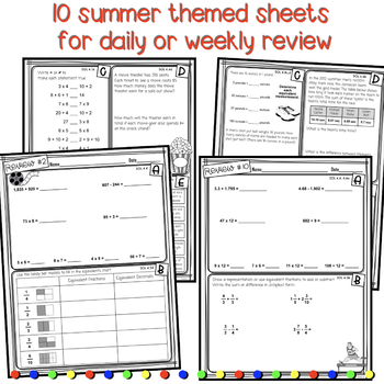 At Home Math Practice for 4th Grade Math VA SOLs Summer Theme Distance