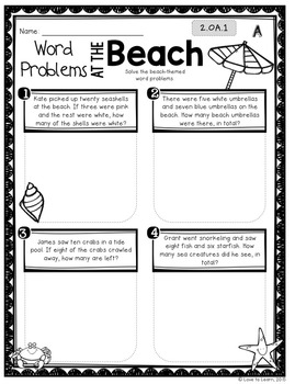 summer math printables differentiated for 2nd grade tpt