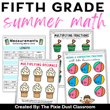 Preview of 5th Grade End of Year Math Activities Fifth Grade Summer Math Worksheets Packet