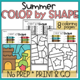 Summer Math Review Coloring Pages Color by Code Shape Worksheets 