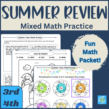 Preview of End of Year Math Review | 3rd 4th Grades | Summer Packet