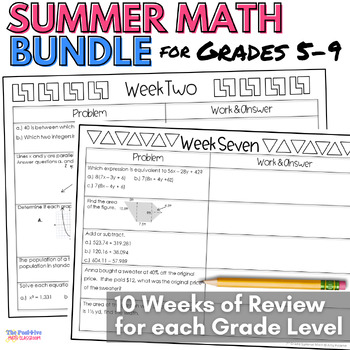 Preview of Summer Math Review Packet Bundle