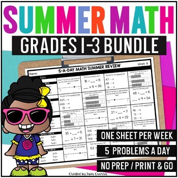 Preview of Summer Math Review Packets | 1st 2nd 3rd Grade Summer School Activities BUNDLE