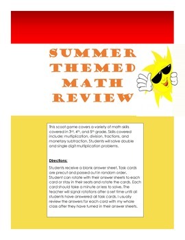 Preview of Summer Math Review Scoot