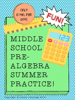 Preview of Summer Math Skills Practice - Middle School Pre-Algebra Topics