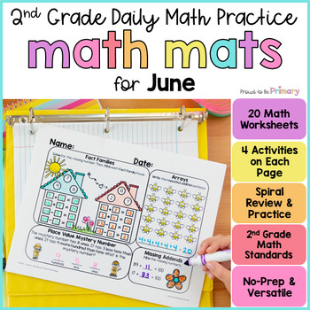 Preview of June End of Year Math Worksheets - 2nd Grade Math Spiral Review Morning Work