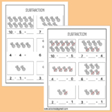 Summer Math Subtraction with Pictures to 10 Worksheet Numb