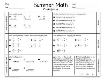 Preview of Summer Math (Upper Elementary)