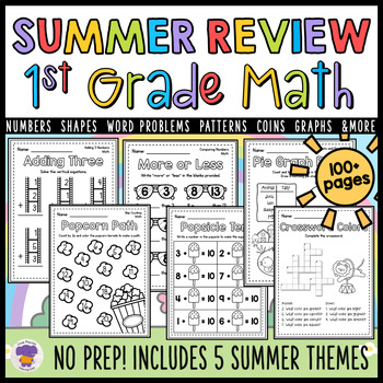 Summer Math Worksheet Activities Kindergarten to 1st Grade Review Packet